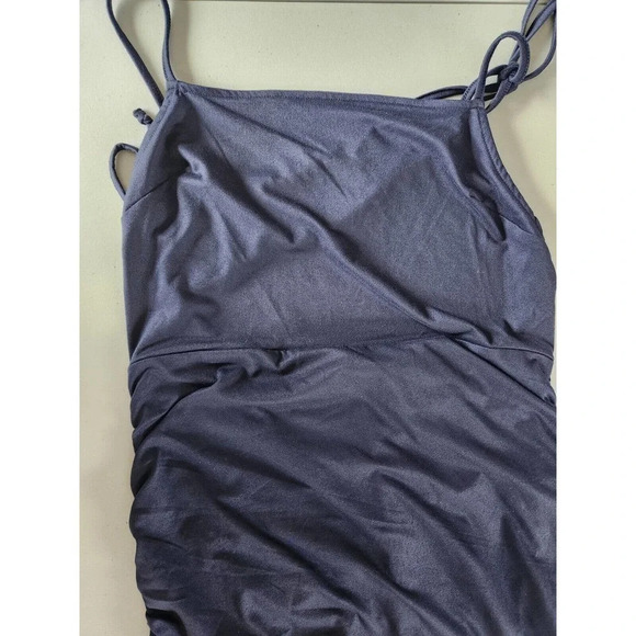 NWT Anthropologie Hutch Ruched Asymmetrical Mini Dress Size M Navy - Picture 7 of 13